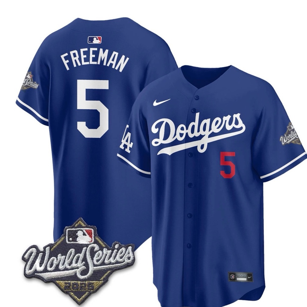 Los Angeles Dodgers 2025 World Series Jersey All Stitched Royal Freddie Freeman